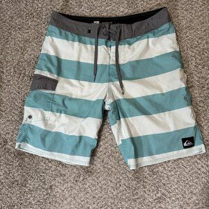 Quiksilver Board Shorts Mens 32 Striped DryFlight Water Repellent Swim Trunks